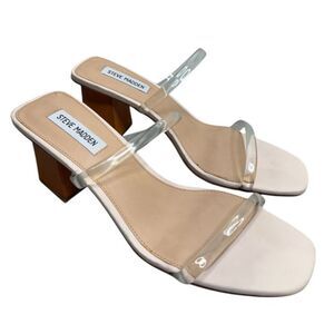 Steve Madden Sandals Womens Size 10 Pink PU Upper  Double Strap Open Toe Heels‎